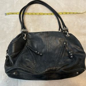 Black B Makowsy leather bag with silver hardware